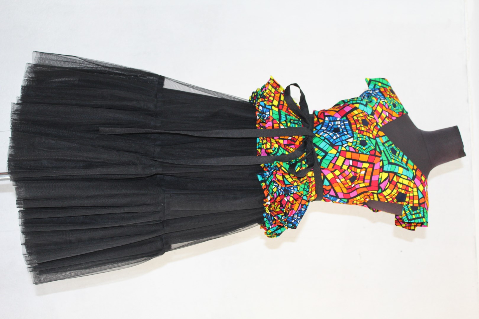 Akhona black tulle skirt and multi coloured top set32