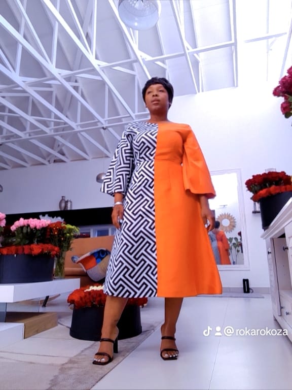 Brenda symmetrical orange dress32